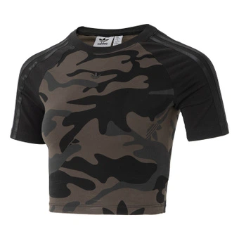 Короткая блузка Adidas Originals BABY TEE Crop Top Women's Black/Grass Green | Китай.рф