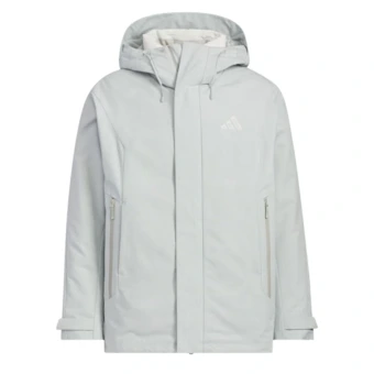 Пуховик Adidas мужской светло-серый с капюшоном | Китай.рф