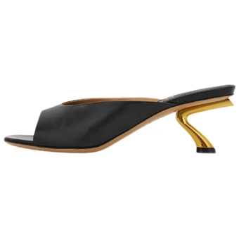 Шлепанцы FERRAGAMO из овечьей кожи на каблуке 5.5см для женщин, черные | Китай.рф
