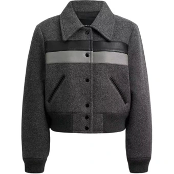 Женская шерстяная куртка COACH FW26 Varsity серого цвета | Китай.рф