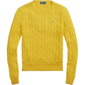 Женский объемный свитер Polo Ralph Lauren с косой вязкой, желтый | Китай.рф