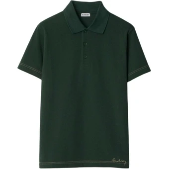 Burberry Polo Shirt с вышитым логотипом мужская зеленая | Китай.рф
