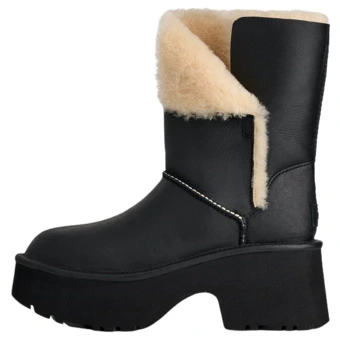 UGG Classic Novelty Esmee Черные женские зимние ботинки из кожи, утепленные флисом | Китай.рф
