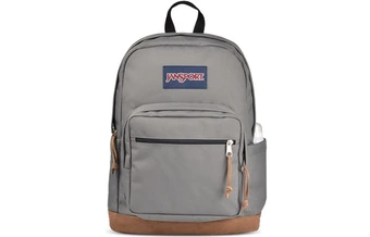 Рюкзак JanSport с кожаными вставками большой объем серый | Китай.рф