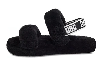 Детские сандалии UGG Oh Yeah с мехом, черные | Китай.рф