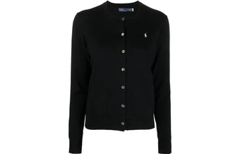 Polo Ralph Lauren SS23, однотонная вязаная кофта с вышитым логотипом, женская, черная | Китай.рф