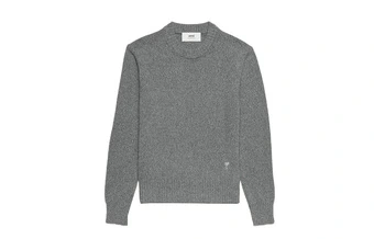 Свитер AMIPARIS FW23 однотонный с круглым вырезом свободного кроя из смесовой шерсти унисекс серый | Китай.рф