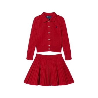 Детский юбочный костюм Polo Ralph Lauren FW24, классическая версия, 2 предмета, красный, купить из Китая | Китай.рф