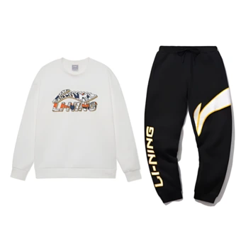 Унисекс повседневный спортивный костюм Li Ning молочно-белый+черный | Китай.рф
