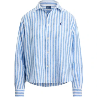 Рубашка Polo Ralph Lauren Loose Fit для женщин, в полоску, изо льна | Китай.рф