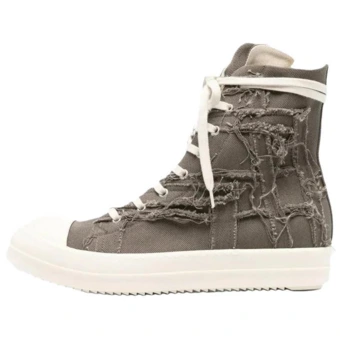 Rick Owens DRKSHDW: высокие кеды из канваса, мужские, серые с молочным | Китай.рф