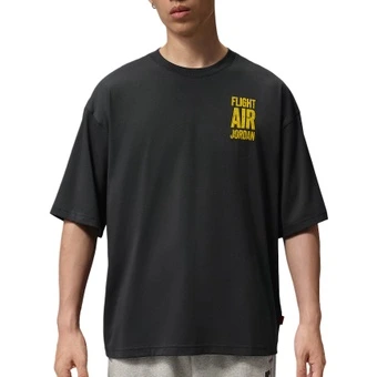 Мужская футболка Jordan Flight T-Shirts Хлопковая Серо-черная с круглым вырезом | Китай.рф