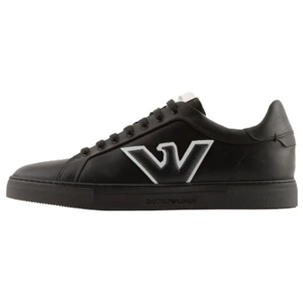 Кроссовки EMPORIO ARMANI Мужские Кожаные Черные | Китай.рф