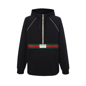 Худи GUCCI полу-молния мужское черное с тканевыми вставками | Китай.рф