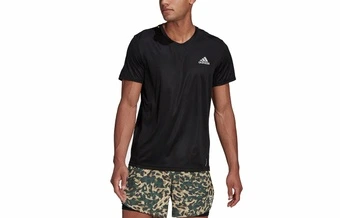 Мужская черная футболка Adidas Running с принтом | Китай.рф