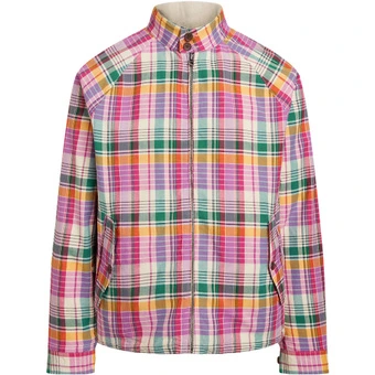 Куртка Polo Ralph Lauren SS23 клетчатая хлопковая с воротником-стойкой, двусторонняя, мужская, многоцветная | Китай.рф