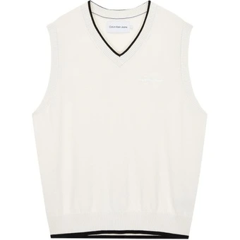 Мужской вязаный джемпер Calvin Klein V-образный вырез, белый J324408-YBI | Китай.рф