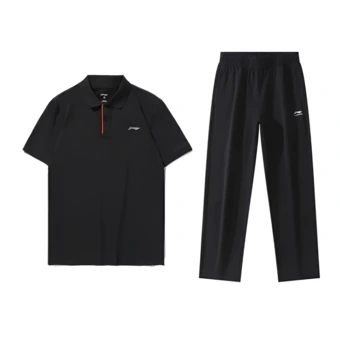 Li-Ning Однотонный спортивный костюм Поло для мужчин и женщин, черный | Китай.рф