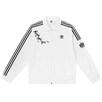 Куртка Adidas Originals RETRO TREFOIL унисекс, белая, с принтом | Китай.рф
