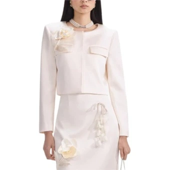Куртка self-portrait Cropped Coat Women's Ivory White | Китай.рф