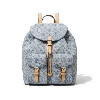 Рюкзак TORY BURCH T Monogram Cotton Backpack, средний, женский, светло-голубой | Китай.рф