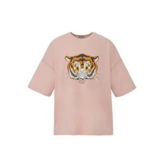 Футболка Onitsuka Tiger GRAPHIC TEE с тигром, унисекс, светло-розовая | Китай.рф