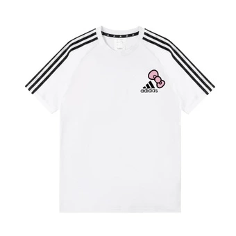 Футболка Adidas T Shirts белая унисекс с милым котом Мяут | Китай.рф