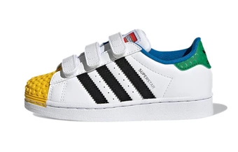 Кеды LEGO x adidas Originals Superstar 360 детские бело-черно-зеленые | Китай.рф