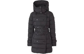 Куртка Burberry женская утепленная, со съемным капюшоном, черная | Китай.рф
