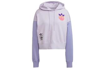 Худи укороченное женское adidas Originals с контрастными вставками, светло-фиолетовое | Китай.рф