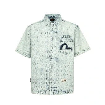 Рубашка EVISU мужская джинсовая синяя с вышивкой | Китай.рф