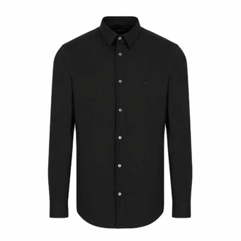 Рубашка Emporio Armani с длинным рукавом мужская черная с логотипом | Китай.рф