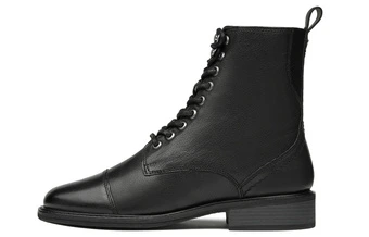 Ботинки Clarks Leather Short Mid Calf Combat Women's Black | Китай.рф