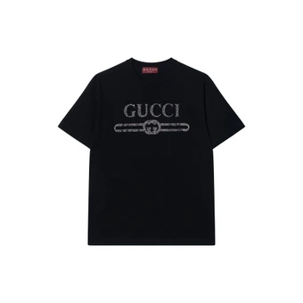 Футболка GUCCI мужская с вышивкой, чёрная | Китай.рф