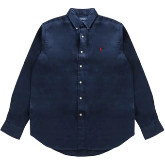 Рубашка Polo Ralph Lauren классическая мужская морская синяя | Китай.рф