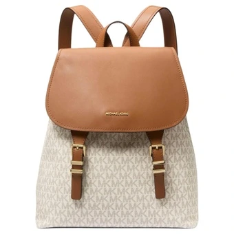 Рюкзак MICHAEL KORS Quinn Artificial Leather Backpack Medium Women's Vanilla White & Acorn Brown | Китай.рф