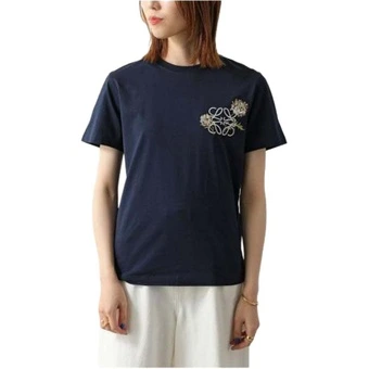 Футболка LOEWE Women's Marine Blue Crew Neck Moderate Straight Fit | Китай.рф