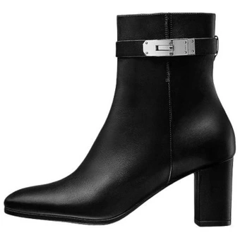 Короткие сапоги HERMES Saint Germain из кожи женские черные | Китай.рф