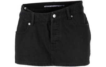 Юбка Alexander Wang мини с пуговицами черная однотонная FW22 | Китай.рф