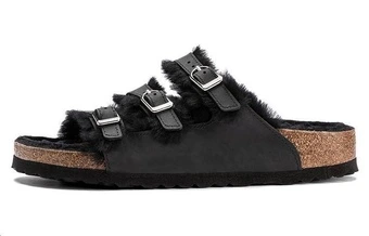 Шлепанцы Birkenstock Cow Leather Slide Slippers женские черные узкие | Китай.рф