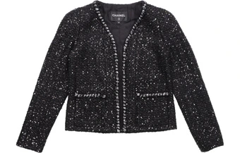 Жакет CHANEL SS22 из блестящего твида, женский, черный | Китай.рф