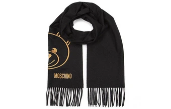 Шарф MOSCHINO с вышитым медведем из шерсти, черный | Китай.рф