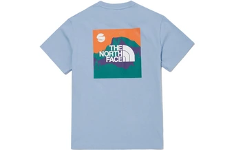 Футболка THE NORTH FACE с цветным горным принтом, женская, персиково-голубая | Китай.рф