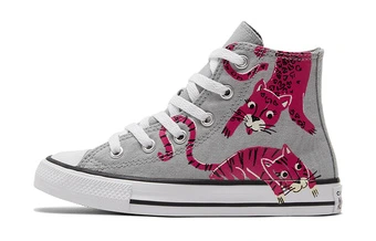 Кроссовки детские Converse Chuck Taylor All Star высокие серо-розовые | Китай.рф
