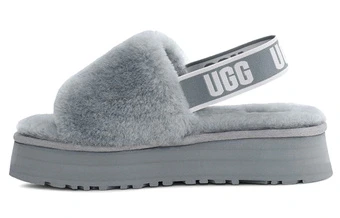 Тапочки UGG Disco Slide из овчины женские серые | Китай.рф