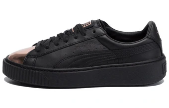 Кроссовки PUMA Basket Platform черно-золотые из синтетической кожи | Китай.рф