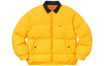 Пуховик Supreme с кожаным воротником FW19 Week 12, желтый | Китай.рф