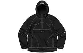 Ветровка Supreme полуприталенная с контрастной строчкой GORE-TEX черная | Китай.рф