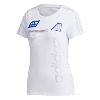 Футболка adidas neo W FAVES TEE белая с круглой горловиной и полосками | Китай.рф