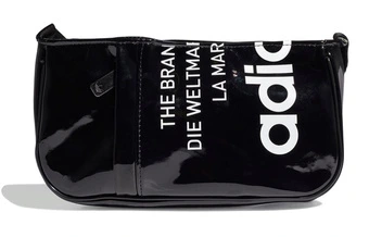 Сумка через плечо adidas Originals из лаковой кожи с крупным логотипом, черная | Китай.рф